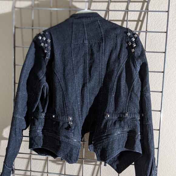 Chou Yatou black/gray denim moto jacket in Medium. - Picture 10 of 11